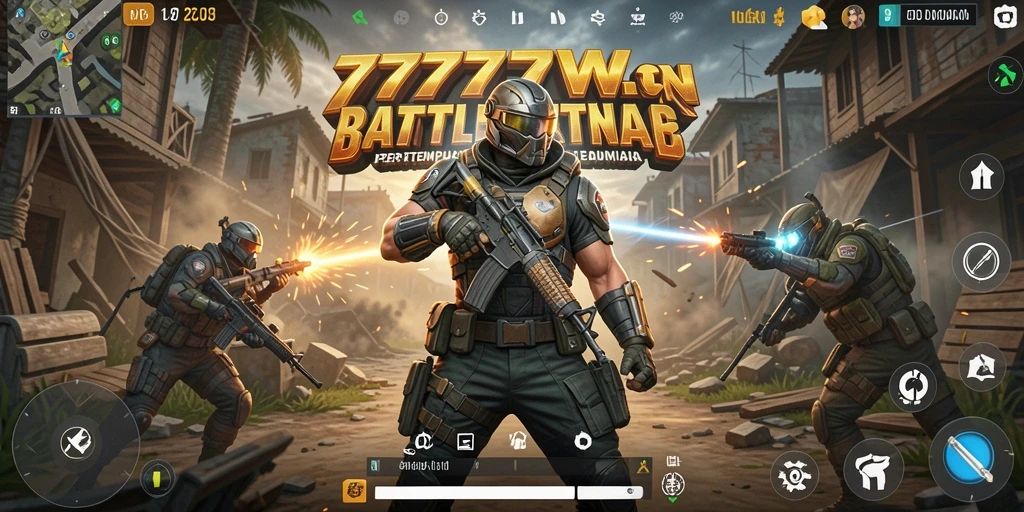 Tampilan gameplay mendebarkan dalam pertempuran Battle Royale.
