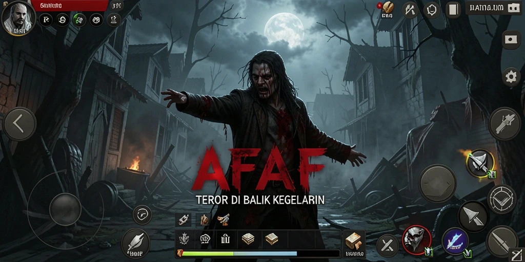 Screenshot AFAF menampilkan suasana gelap dan mencekam dalam gameplay.