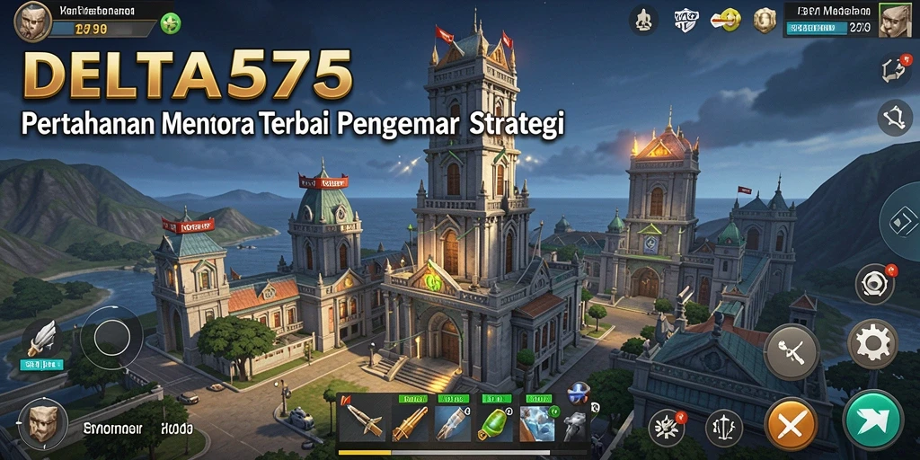 Screenshot dari DELTA575 yang menunjukkan aksi Tower Defense yang mendebarkan.