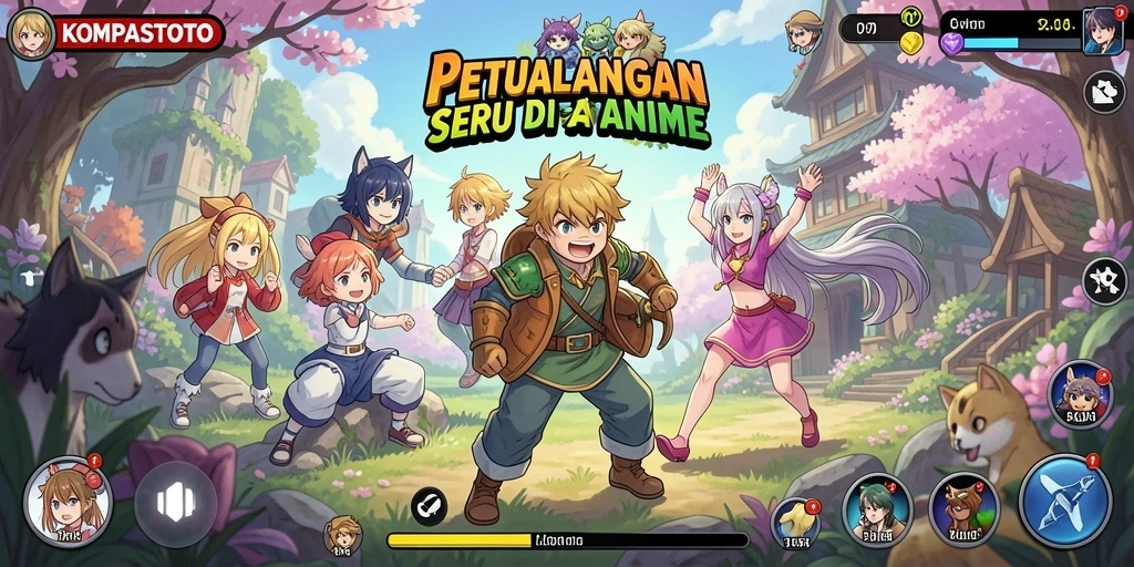Tampilan gameplay seru dalam KOMPASTOTO dengan karakter anime.