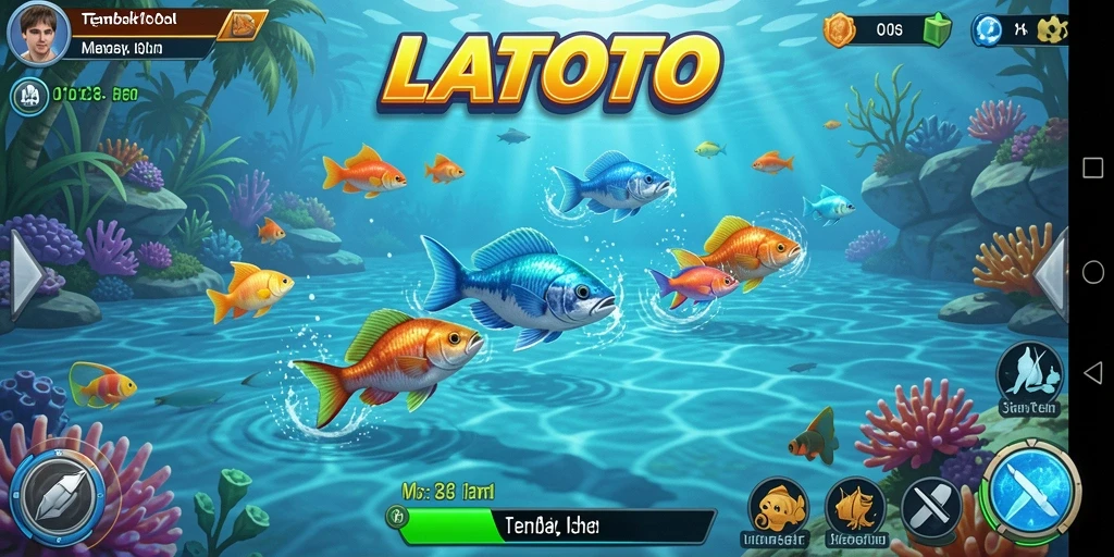 Screenshot gameplay <strong>LATOTO</strong> menunjukkan aksi menembak ikan yang mendebarkan.