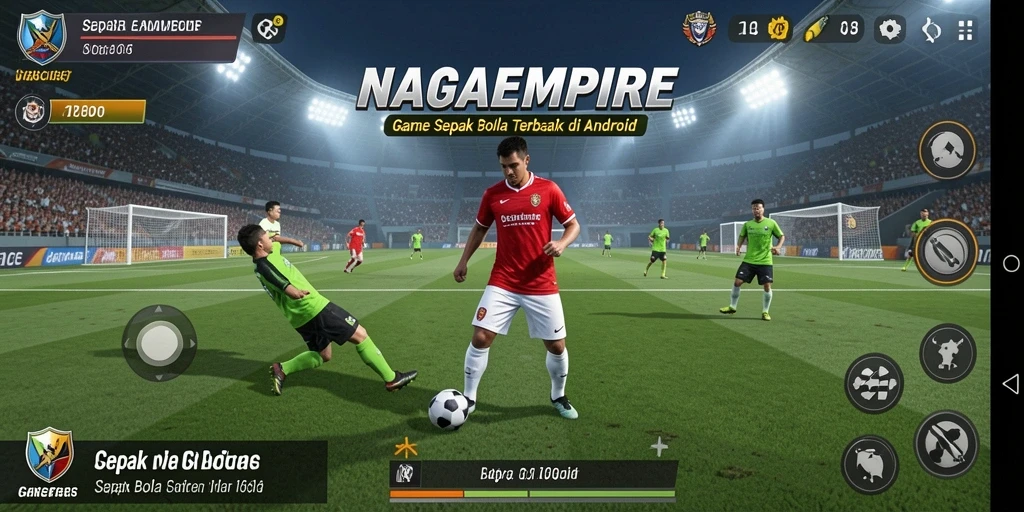 Screenshot utama NAGAEMPIRE dengan aksi sepak bola yang mendebarkan.
