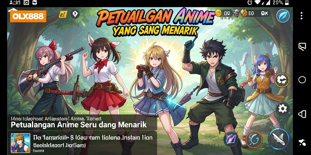 Tampilan gameplay Anime yang penuh warna dan dinamis.