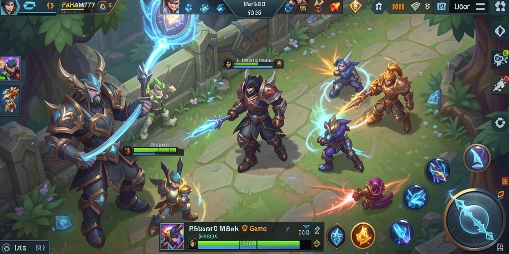 Screenshot utama PAHAM777 menampilkan aksi bertarung seru dalam mode MOBA.