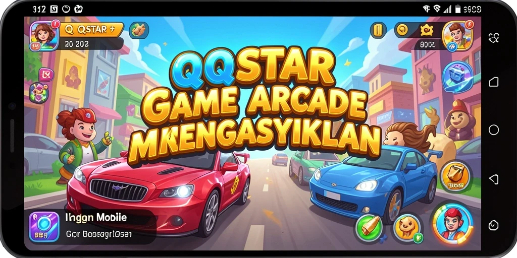 Screenshot utama QQSTAR menunjukkan aksi gameplay yang seru dan dinamis.