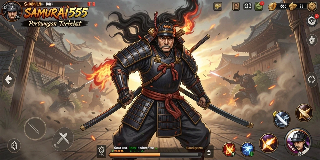 Tampilan gameplay SAMURAI555 yang mendebarkan dan penuh aksi.