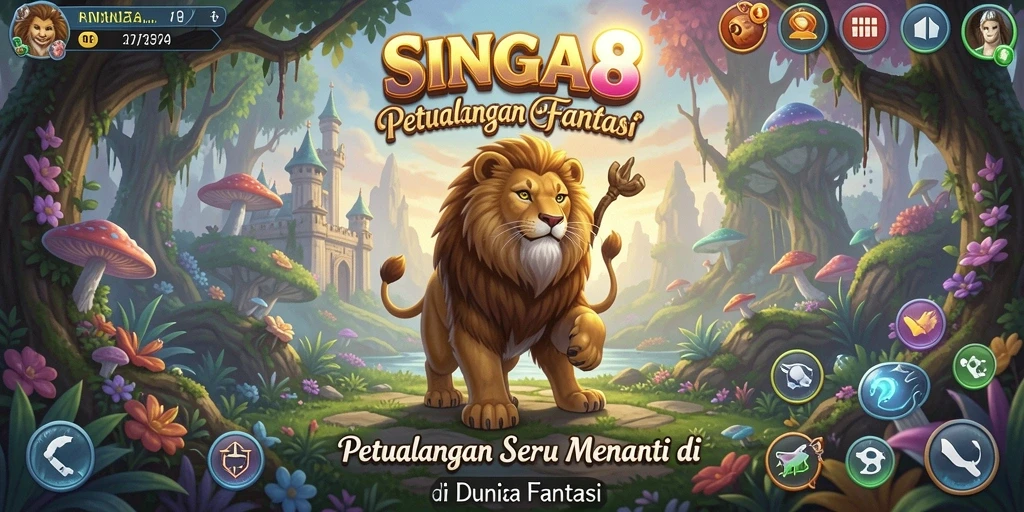 Tangkapan layar gameplay SINGA8 menampilkan dunia petualangan yang memukau.