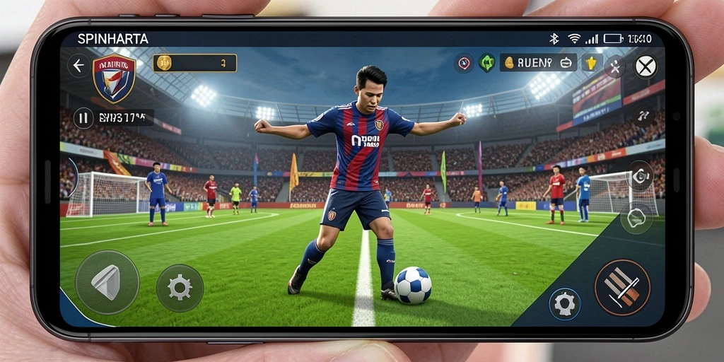 Tampilan gameplay SPINHARTA yang menegangkan dan realistis.