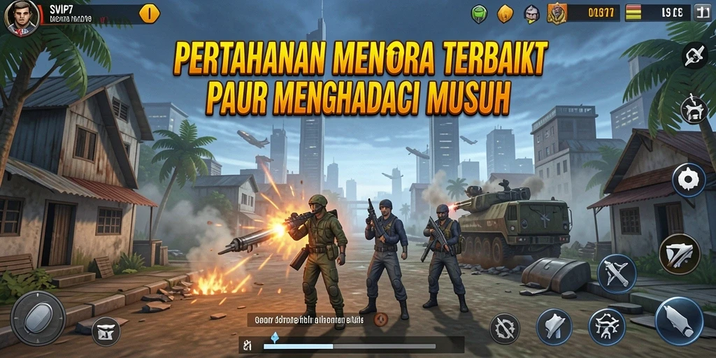 Tampilan gameplay menara dengan aksi pertahanan yang mendebarkan.