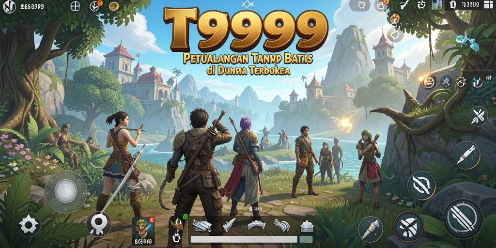 Tampilan gameplay menarik di dunia terbuka T9999.