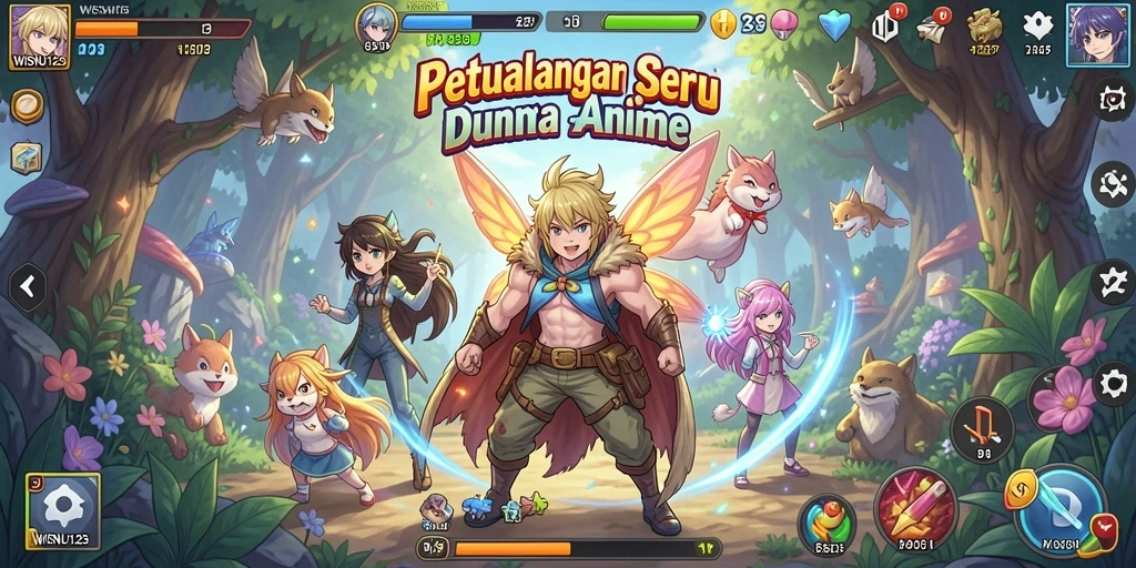 Tampilan gameplay seru di dunia anime yang menawan.